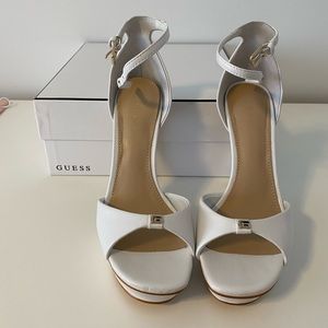 GUESS Ellsyn Platform Stiletto Sandals White